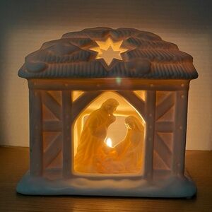Partylite Christmas Nativity Candle Holder O Holy Night Porcelain Votive Tealite